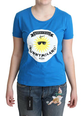 Moschino Blue Cotton Sunny Milano Print Tops T-shirt -   -  Moschino.